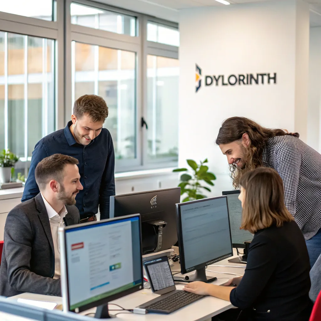 Team interacting at DYLORINTH office
